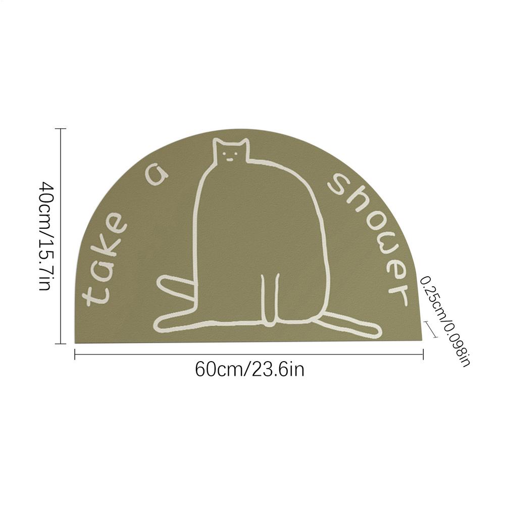

Bathroom Absorbent Floor Mat Cartoon cat household bathroom anti slip mat Semi Circular Floor Doormat for Entryway Living Room