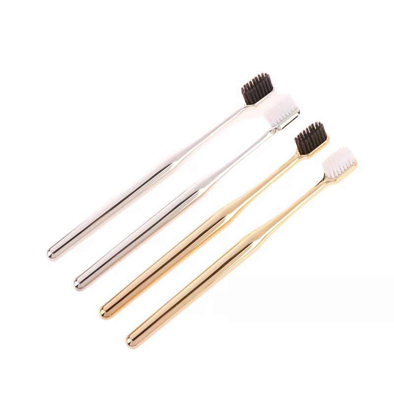 1Pc Luxury Soft Toothbrush Men Women Adult Tooth Brush Electroplate Gold Silver Color Dental Brushes Toothbrushes