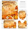 Fall Thanksgiving Day 4Pcs Autumn Pumpkin Maple Tree Leaves Shower Curtain Set With Non-Slip Rug Toilet Lid Cover And Bath Mat
