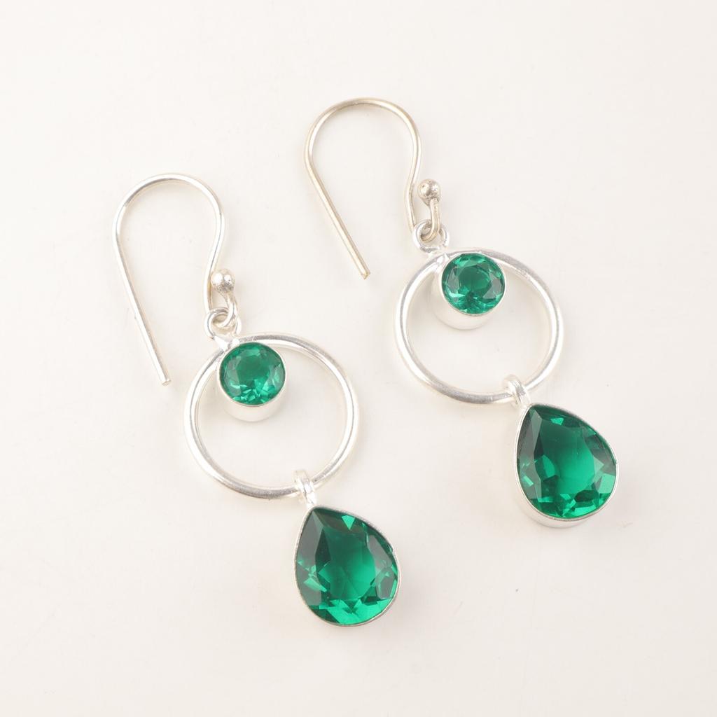 Chrome Diopside Gemstone 925 Sterling Silver Jewelry Handmade Drop Earrings 2.0" EE-140-3