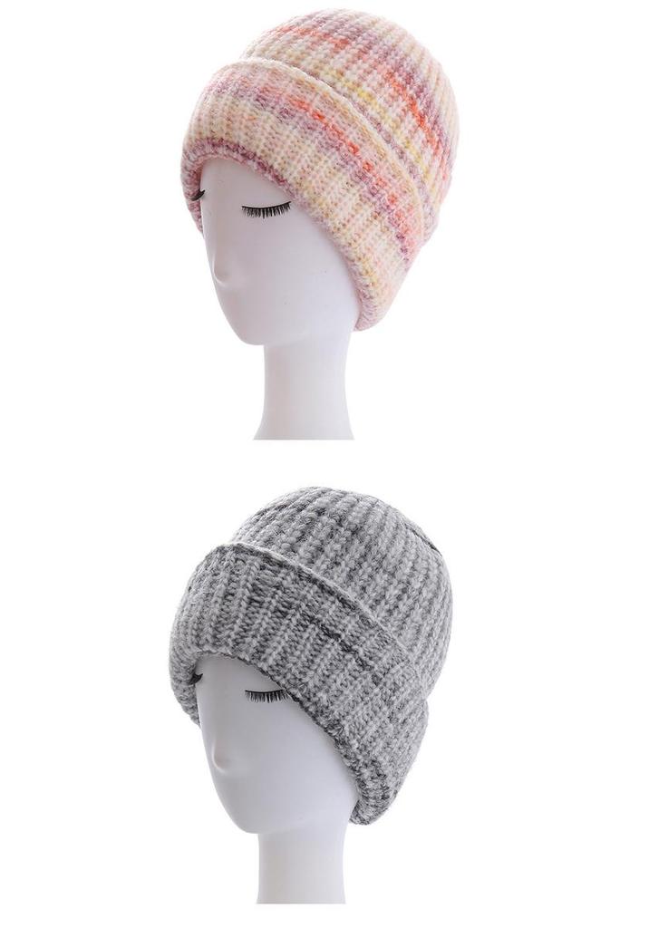 Women's Gradient Knit Wool Beanie - Autumn/Winter Warm Ear Protection, Stylish and Versatile for European and American Fashion