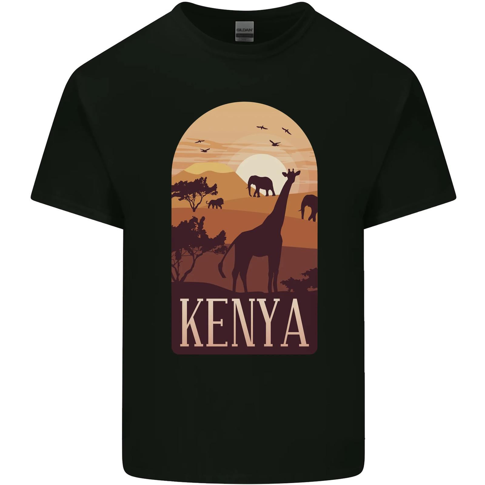 Kenya Safari Souvenir Mens Cotton T-Shirt Tee Top S
