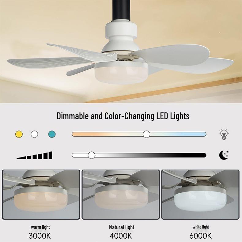 Smart Silent Ceiling Fan Light with E27 Base & 3-Color Dimming