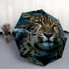 1pc Leopard Water Automatic Folding Umbrella Automatic Open/Close, 8-Rib Durable Frame, Compact Travel Umbrella Suitable025