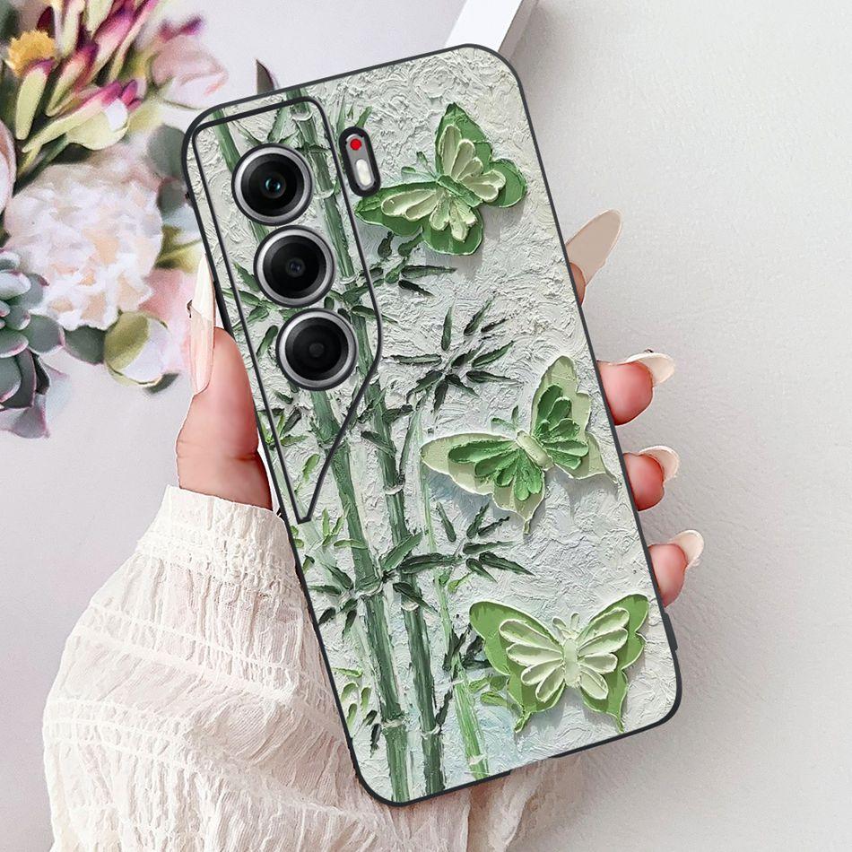 For Tecno Camon 40 Pro 4G Camon40 Elegant Floral Cat Phone Case For Camon 40 40Pro 4G CM6 CM5 Black Silicone Soft Cases Bumpers