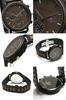 DearwooD Metal Wood Sun Moon Date Matte Black Brown & Watch, & Dial, Analog, Men's Watch, Stopwatch, Calendar, Wooden, Walnut, &