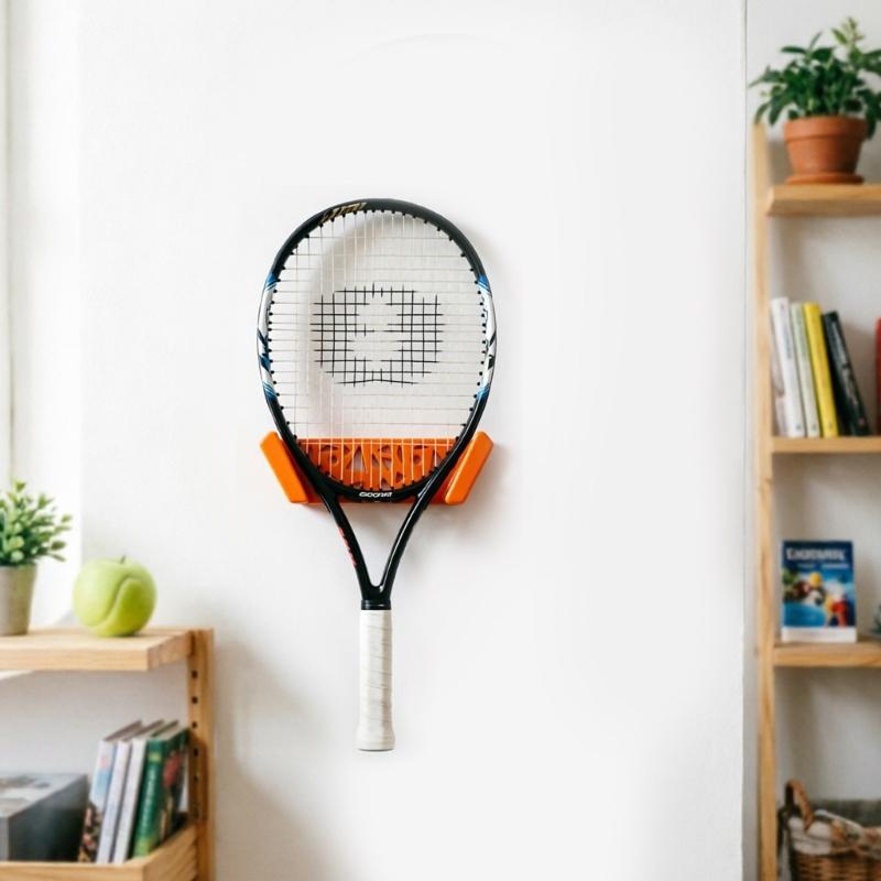 Modern Tennis Racket Wall Hangers Storage Rack With Double Installation Hole Perfect For Small Space And Home Decors