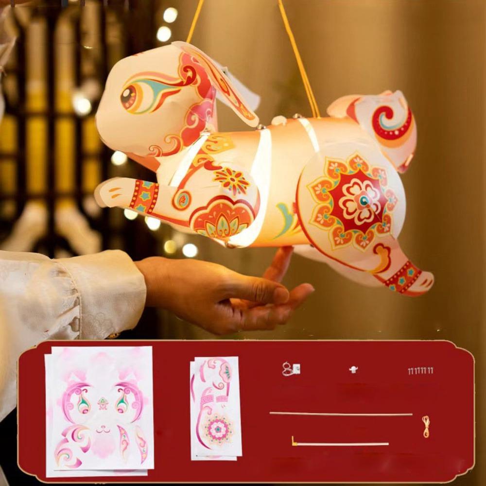 Handmade Handheld Rabbit Lantern Flying Rabbit Mid-Autumn Festival Lantern  Kids Gift