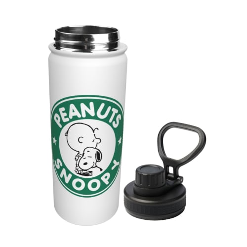 Snoopy Water Bottle, 530ml Large Capacity, Vacuum Insulated, Insulated, Hot & Cold, Sports Bottle, Direct Drinking, Screw Top, Double-Walled, Wide Mou