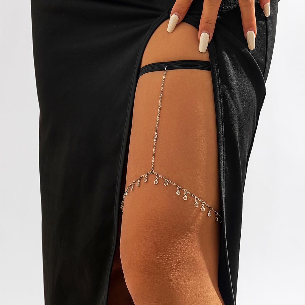 Elastic Belt, Casual Beach Thigh Chain, Rhinestone Leg Ring, Fringed Chain, Nightclub Style Leg Decoration.