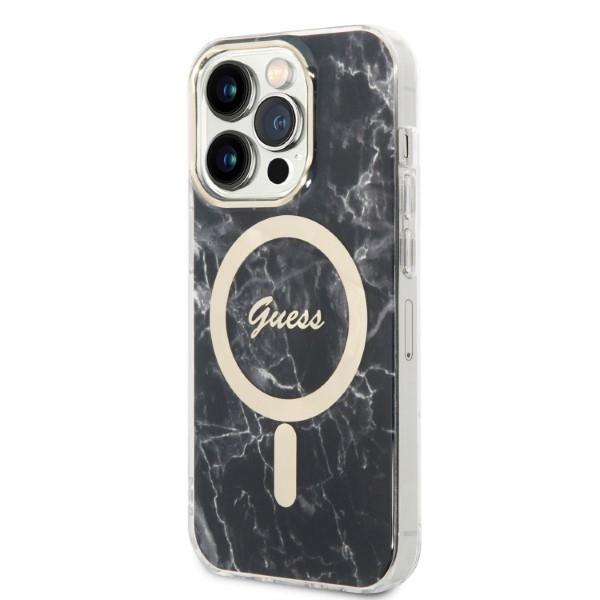 Etui do iPhone 14 Pro Max Guess Marble MagSafe Czarne