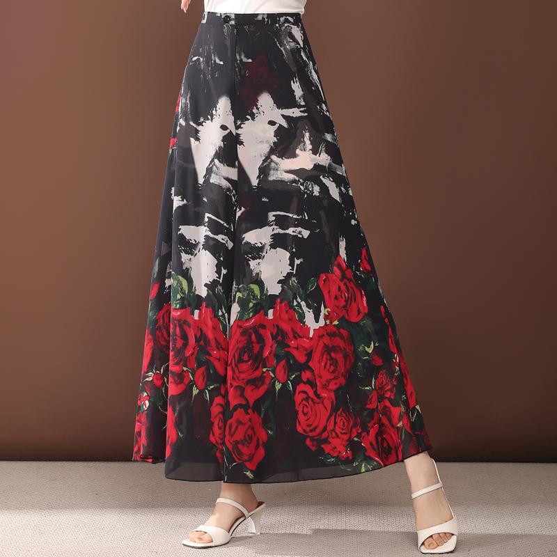 Elegant Summer Chiffon Pants Women Fashion Casual High Waist Wide Leg Pants Vintage Clothes