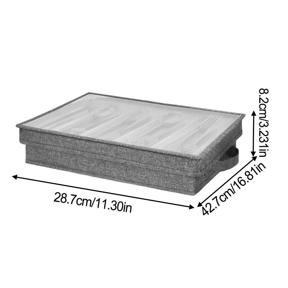 1PC Flatware Utensil Storage Case 43*29*8cm Kitchenware Storage Box, Silverware Storage Box With Removable Lid Kitchen Parts