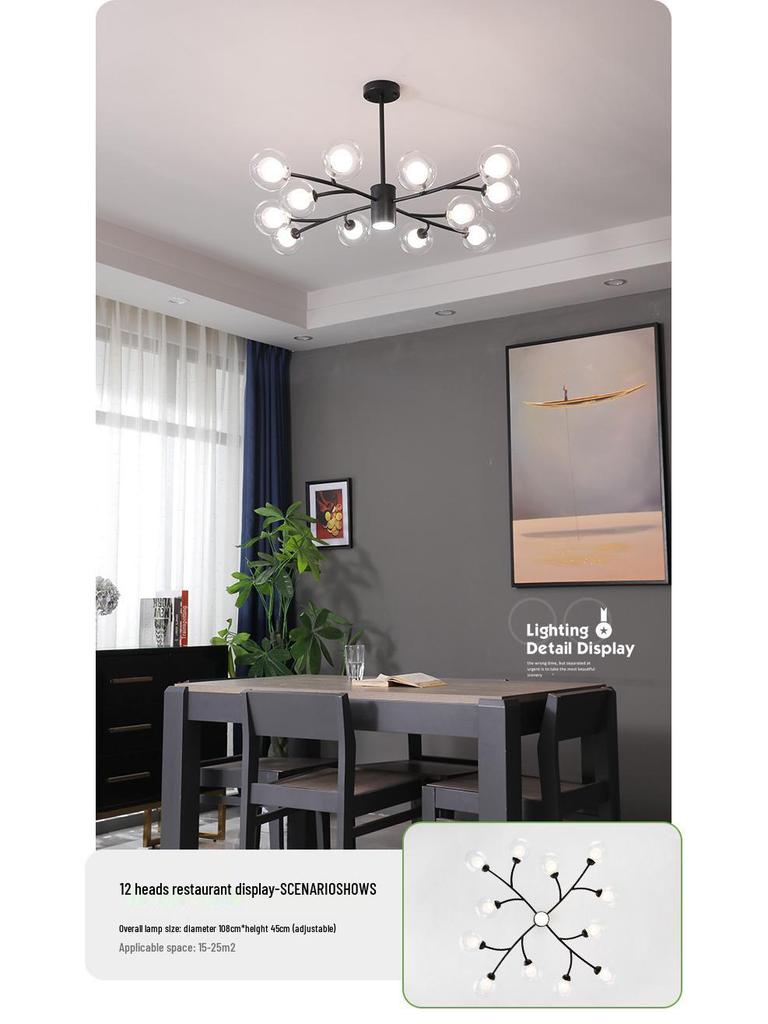 2025 Nordic Minimalist Chandelier: Modern Molecule Design for Living Room, Bedroom & Restaurant