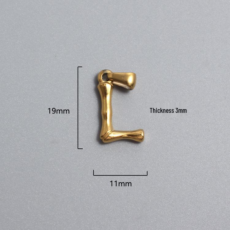 French Bamboo Joint Gold Letter Pendant Necklace - Retro Clavicle Chain Style for Women