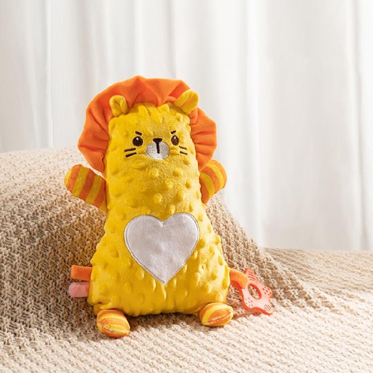 Soft Plush Stuffed Animal Teething Toy for Babies with Cracker Paper Teether and Texture Designs for Newborns Comfort