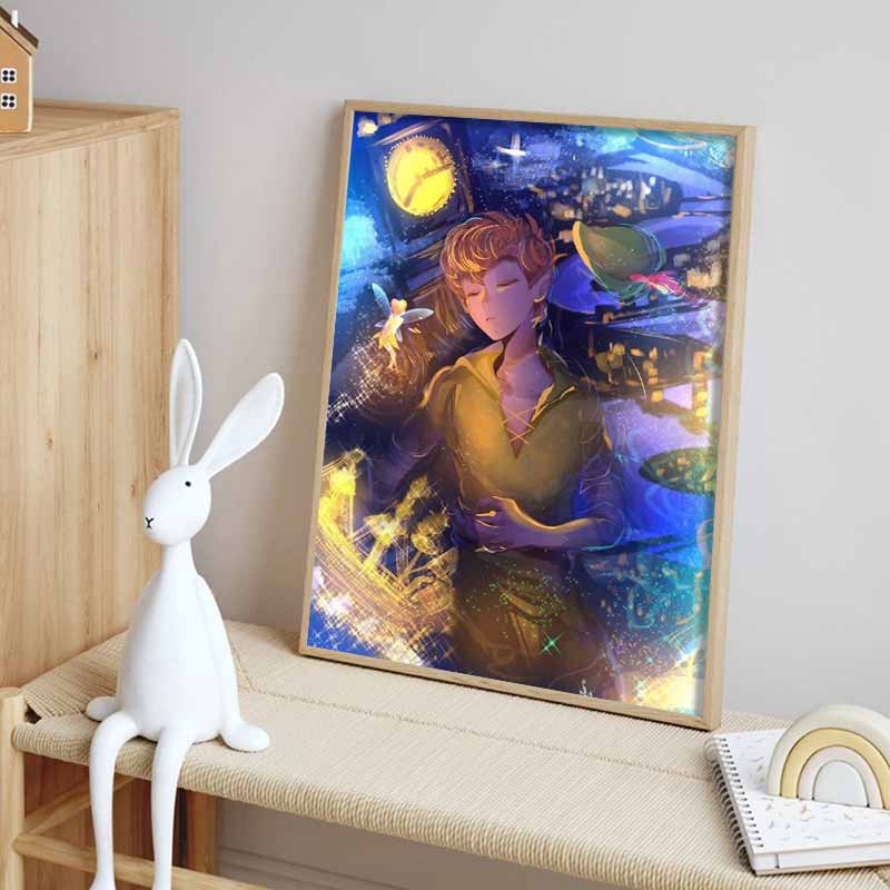Disney Diamond Painting Peter Pan and Tinker Bell  Dreamy Illustration Cute Cartoon Cross Stitch Set 5D DIY Home Decor