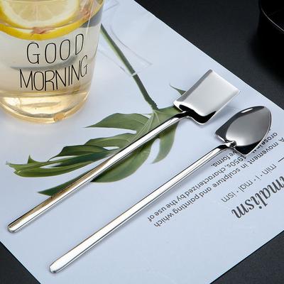 Stainless Steel Spade Shaped Spoon Tea Spoons Long Handle Ice Cream Dessert Spoon Coffee Stirring Spoon Kitchen Tablewares