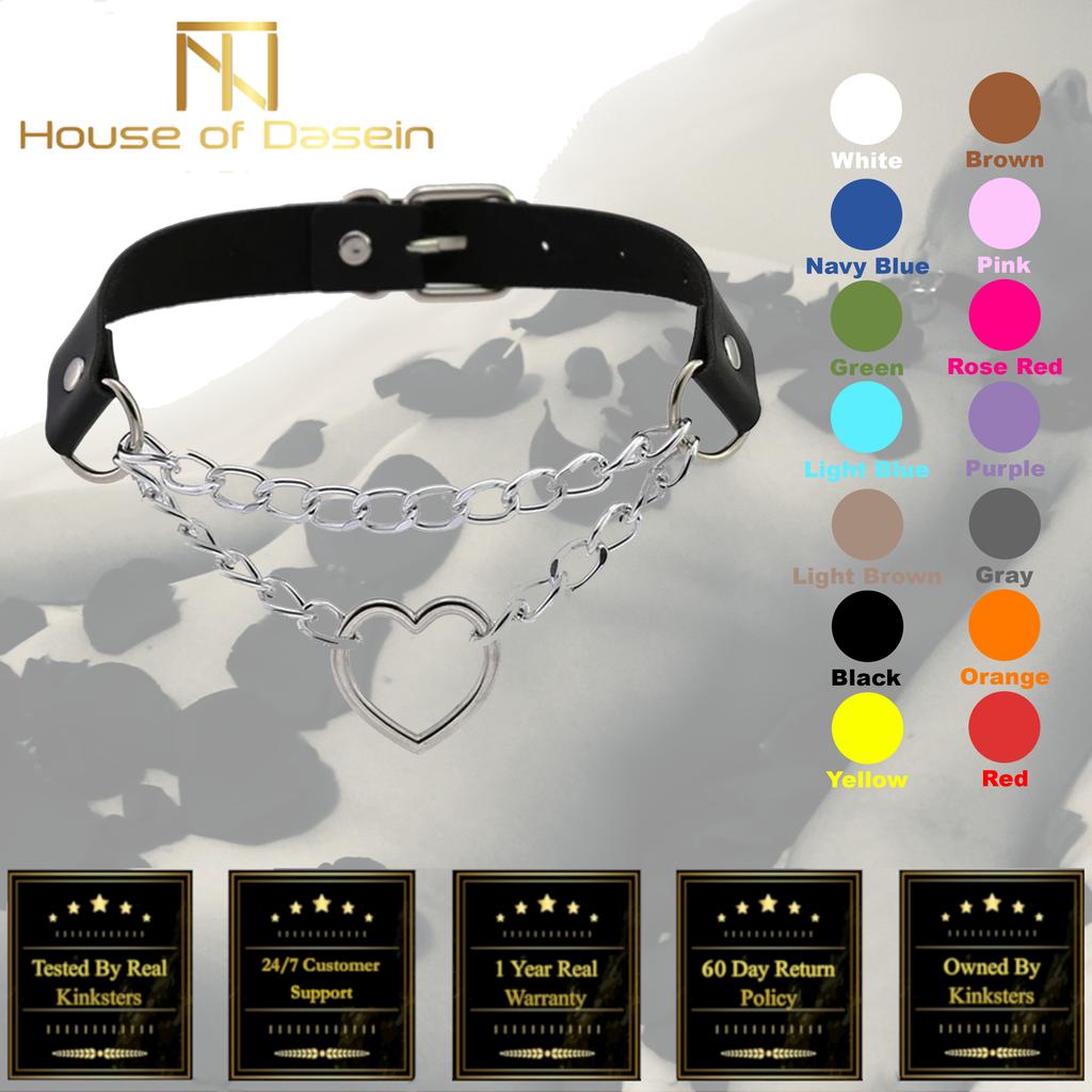 Day Collar Heart Pendant Choker Silver Chain Necklace Collars & Leashes
