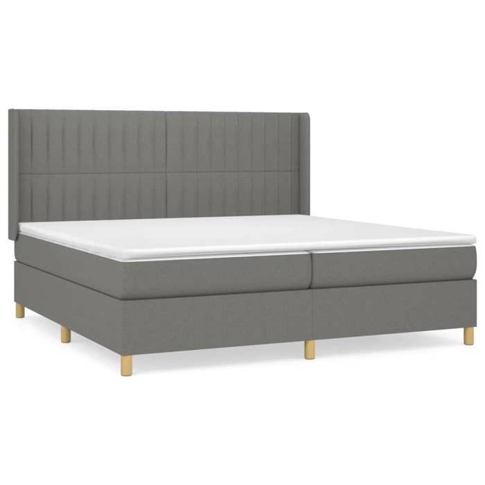 Maison Exclusive - Sommier à lattes de lit avec matelas Gris foncé 200x200cm Tissu