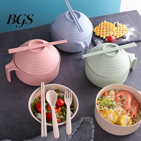 Salad Bowl 1 Set Multi-use Noodle Food Grade Heat-resistant Rice with Lid And Tableware Kitchen Student Dormitory Use Soup