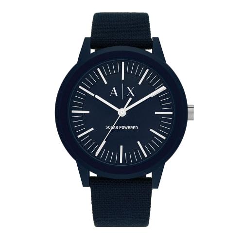 Armani Exchange Solar-Powered Blue Fabric Watch