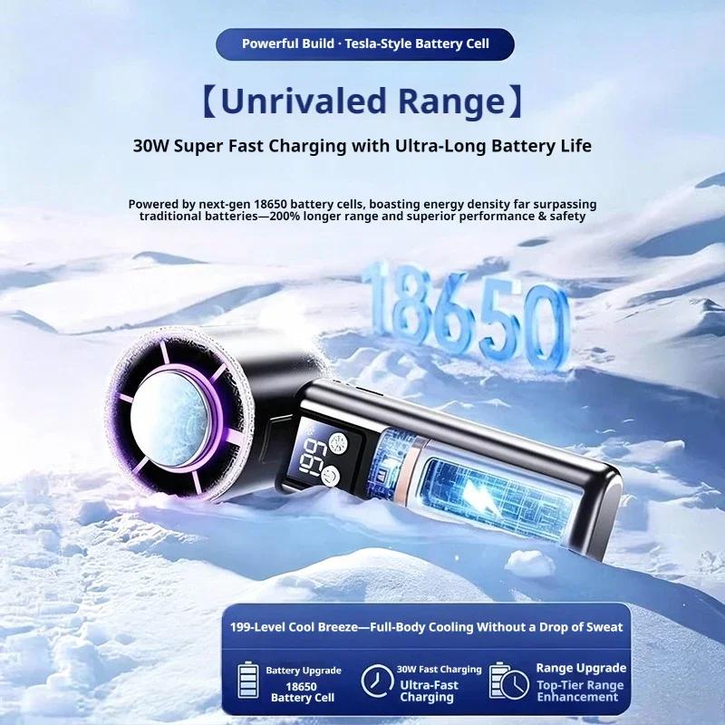 Super Speed Wind Cannon Handheld Mini Fan Portable Semiconductor Ice Compression Cooling Outdoor Mini Air Conditioner Fan