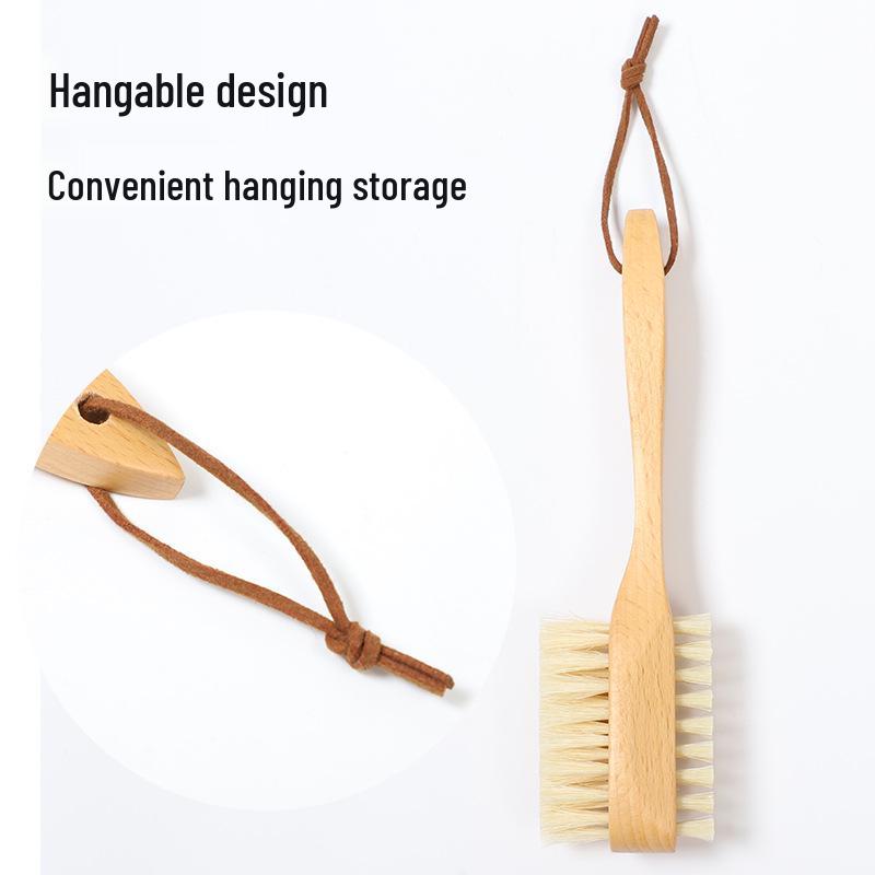 Dual-Sided Long Handle Solid Wood Boar Bristle Nail Brush