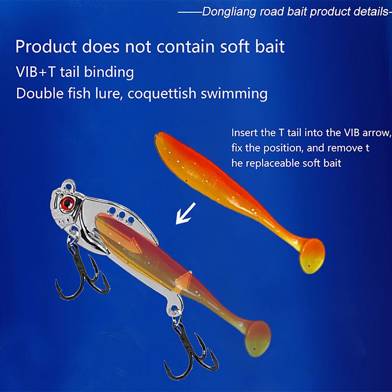 Metal Vib Fishing Lure 2-In-1 Fake Angling Baits Long Throwing Realistic 3D Eyes Fishing Baits For Catfish Bass Trout Vib Tackle