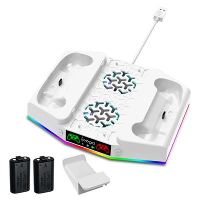 Cooling Stand & Charging Station for Xbox Series S with RGB Light, Fast Charger Accessories with 2*1400mAh Rechargeable Batteries, Headphone Hook