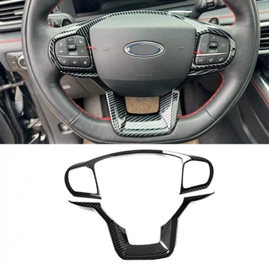 Carbon Fiber Steering Wheel Decor Frame Trim For Ford Explorer -2026