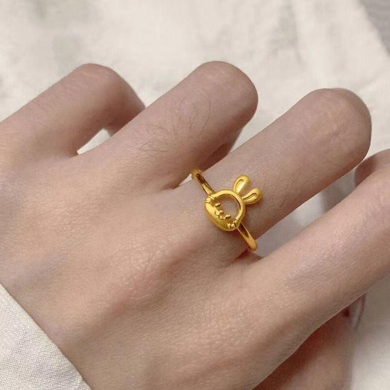 Women's Cute Golden Rabbit Ring - Niche Design, Sweet & Openable