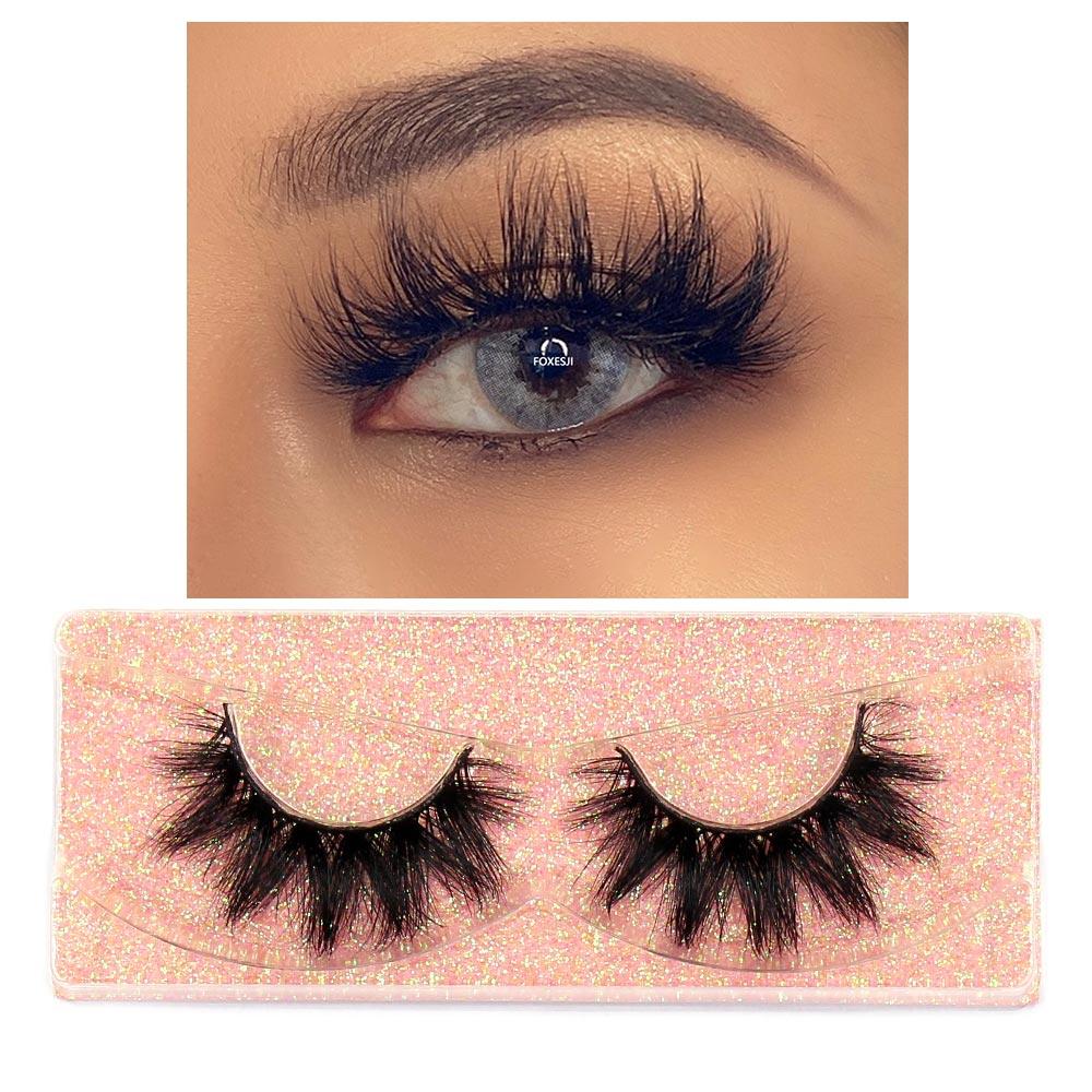 FOXESJI Wimpern 3D Nerz Falsche Wimpern Flauschig Weich Natürlicher Streifen Nerz Wimpern Verlängerung Volumen Fake Wimpern Dicke Wimpern
