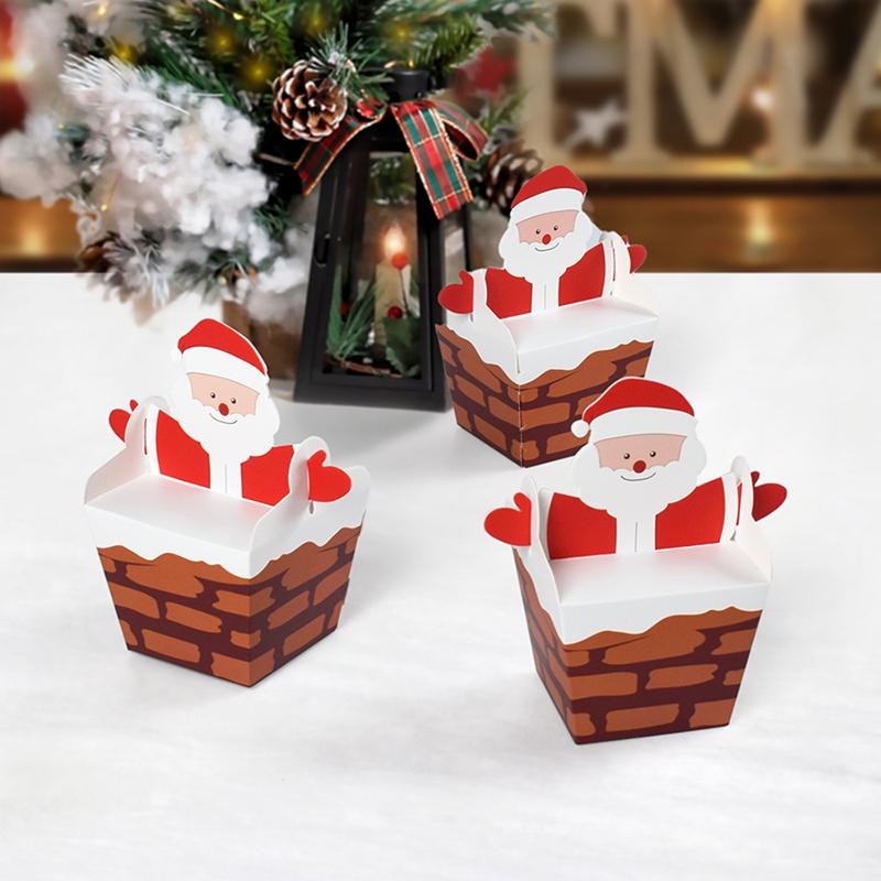 WTEMPO Cute Santa Claus Shaped Design Gift Boxes Christmas Mini Presents Packaging Boxes Creative Foldable DIY Paper Favor Boxes