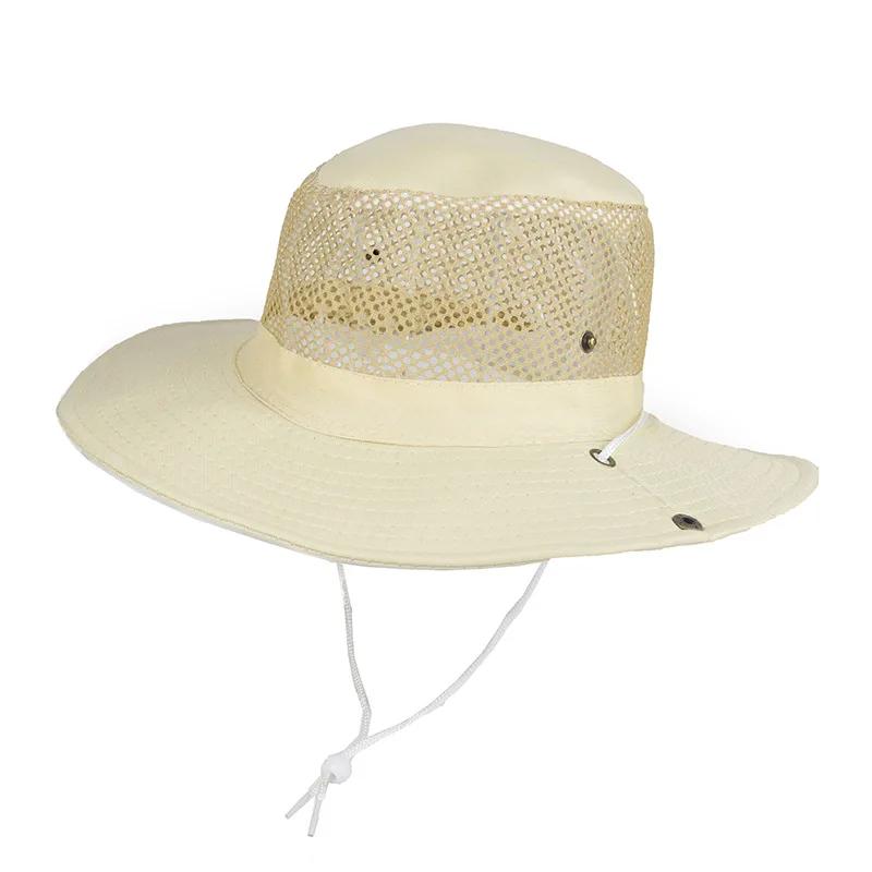 Men and Women Outdoor Use Beach Seaside Sun Hat Shade Breathable Bucket Hat Male Summer Fishing Trekking Collapsible Mesh Fisherman Caps