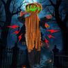 Scary Pumpkin Skeleton with Sound Effect Light up LED Eye Voice Activated Skeleton Hanging Decoration For Inside Outdoor