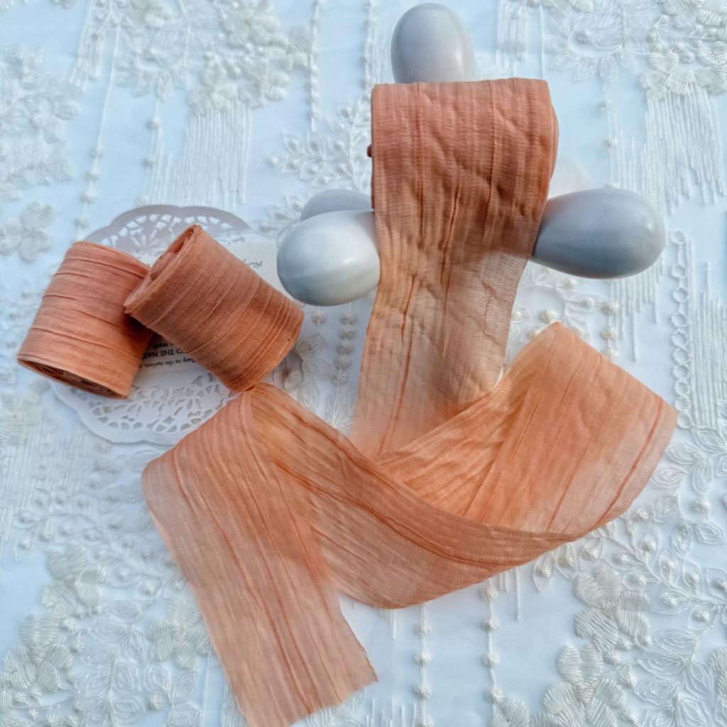 Elegant Striped Pleated Ribbons Simple Solid Color Chiffon Ribbons 5cm*5m Packaging Material Wedding Ribbons