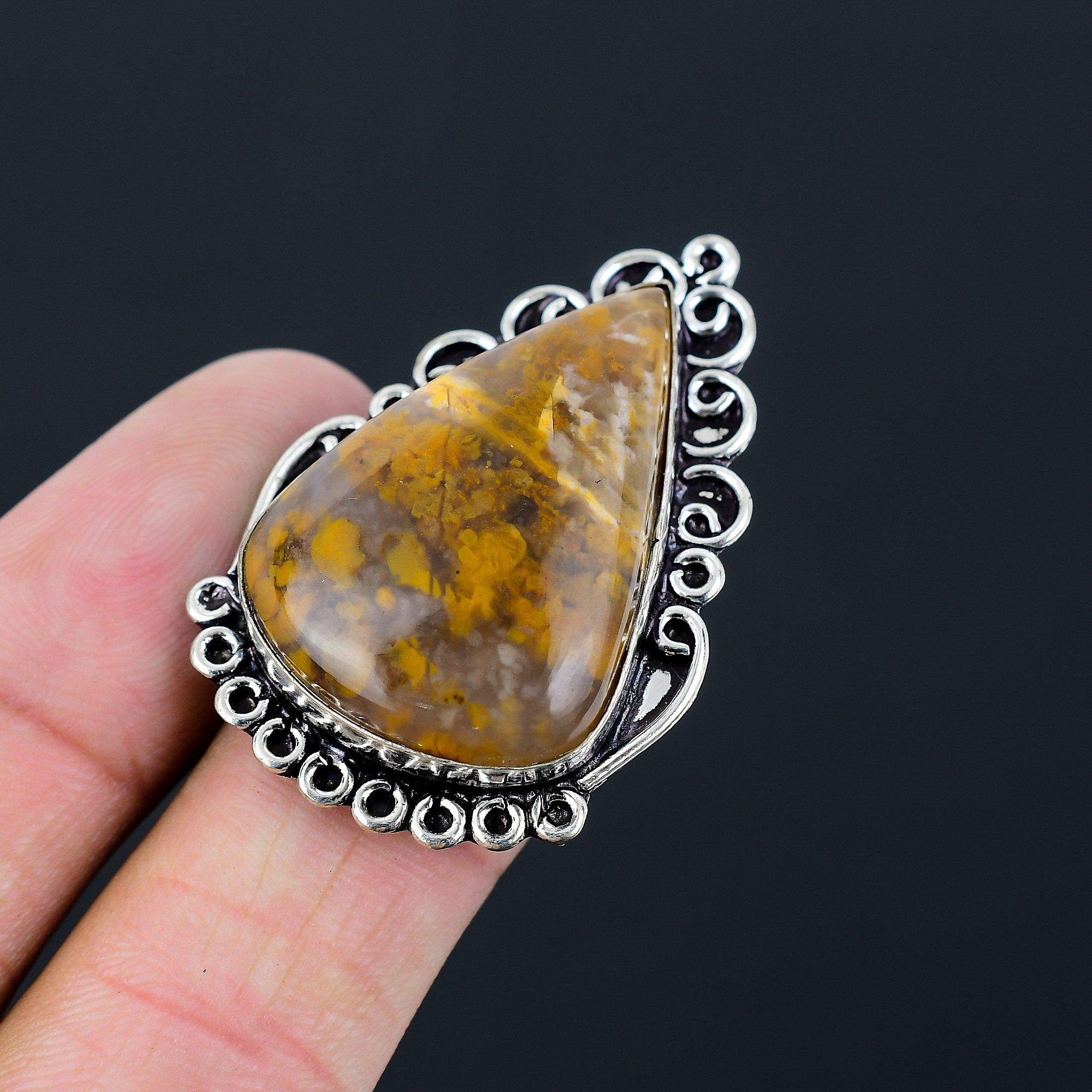 Хэллоуинская Акция Агатовый Камень Грушевое Перо Ручная Работа Новый Кольцо-Стек Набор 925 Серебро US 7 7