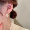 2023 Retro C-Shaped Faux Pearl Hoop Earrings for Women - Hong Kong Style Studs