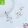 Luminous Cross Diy Pendant Accessories, Faith Retro Pattern S925 Sterling Silver Beads