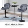 Set of 2 Bar Stools with Adjustable Height Metal Base Velvet Seat, High Swivel Kitchen Stools with Backrest and Footrest, 51.5x57.5x93-114.5cm, Grey