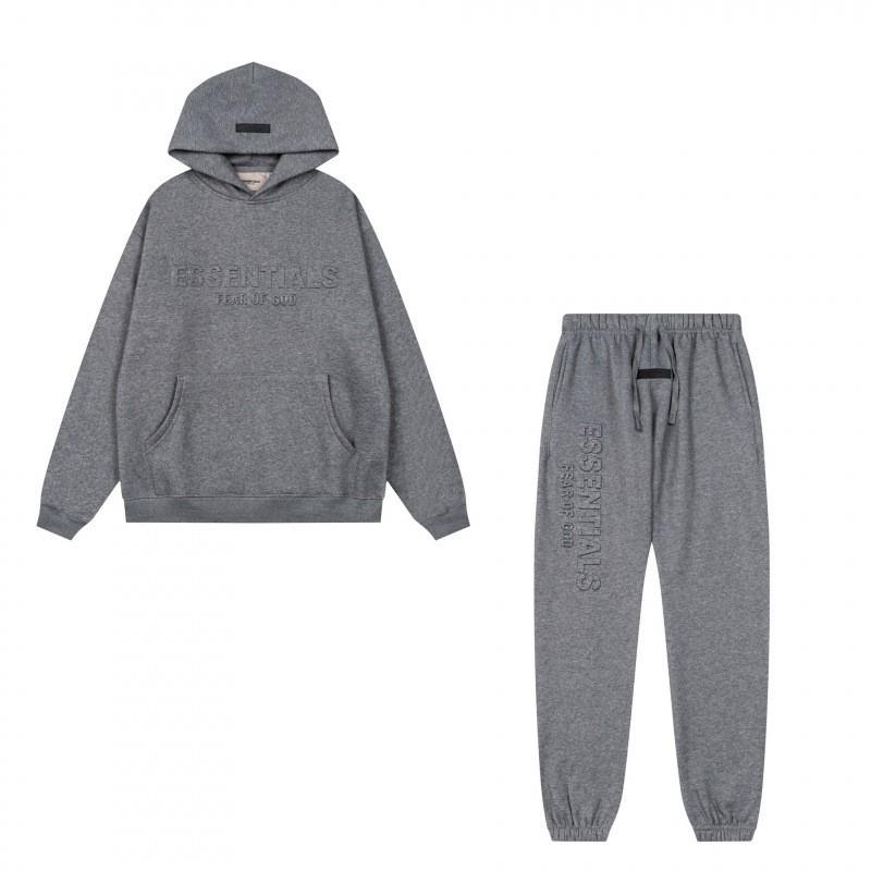 FEAR OF GOD ESSENTIALS Flocked Letter Hoodie Men Women Loose Fleece Sweatshirt Casual Streetwear