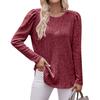 Women's Winter Tops Long Sleeve T-Shirt Round Neck Solid Color Fashion Button Tops