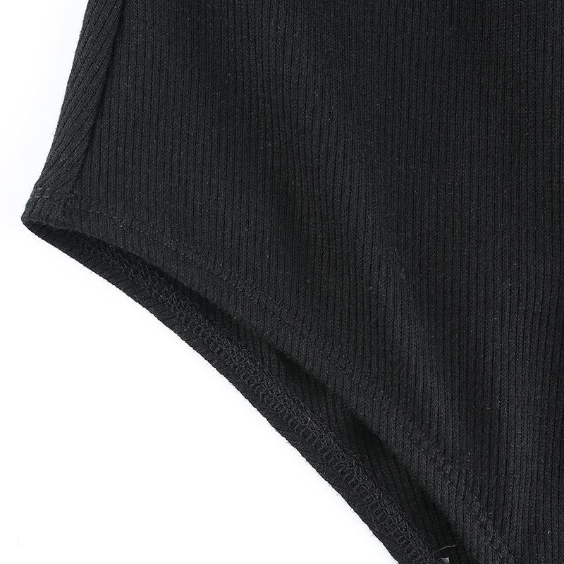 Harajuku Solid Jumpsuit Donna Senza maniche Aderente Sexy Body nero Top Moda Streetwear Vintage Y2k Gothic Body Abbigliamento