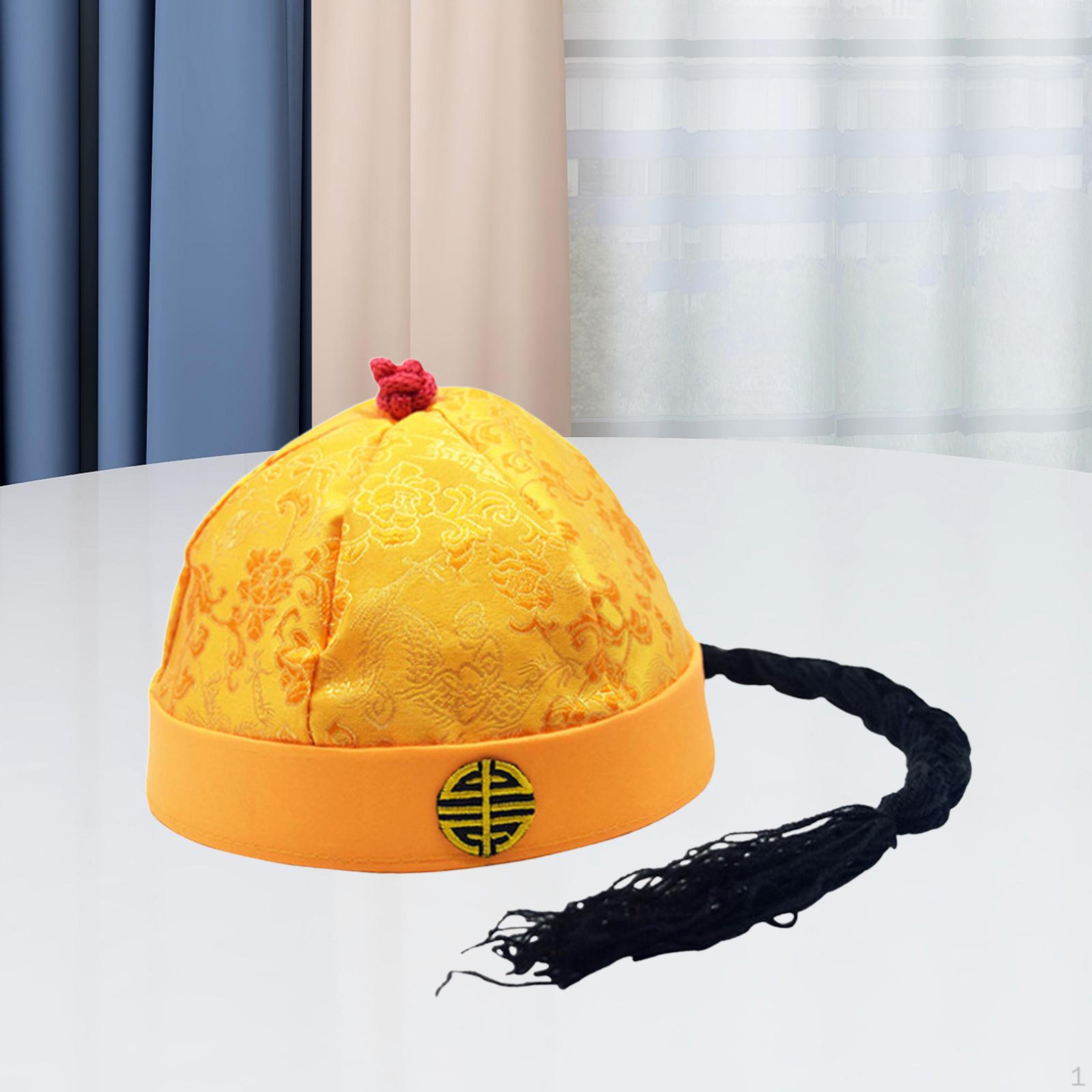 

Китайская Восточная Шляпа Наследного Принца Мандарина Азиатский Удобный Головной Убор Цин Император Yellow 54cm