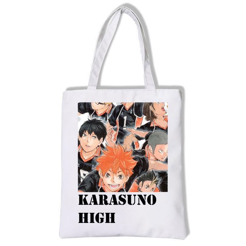 Аниме Периферия Волейбол Подросток Haikyu!! Студенческая Мода Повседневная Мультяшная Холщовая Сумка Через Плечо Холщовая Сумка white 6
