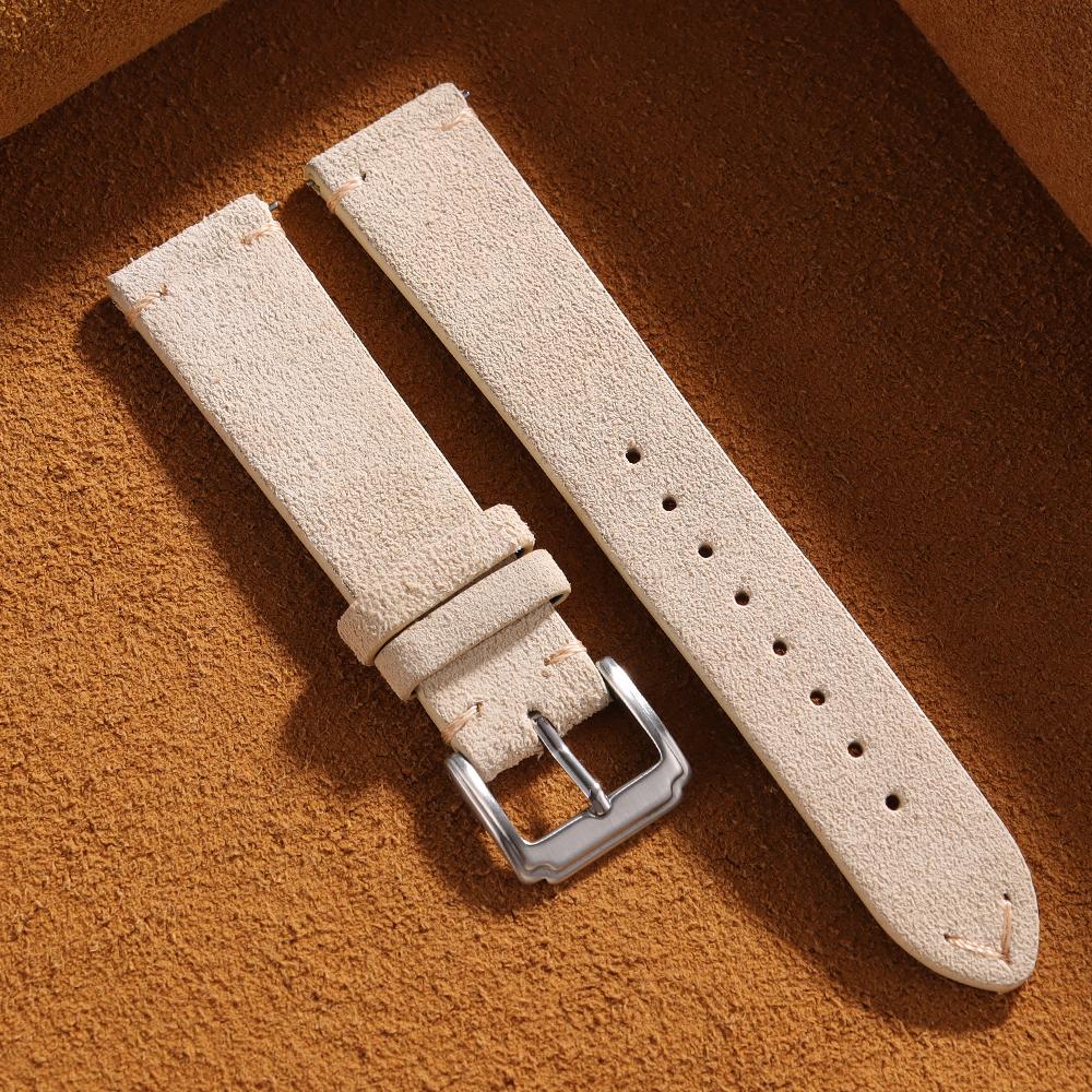 14mm 16mm 18mm 20mm 22mm Quick Release Bracelet Soft Suede Strap Calfskin Bracelet for Women Men Brown Wristband Smartwatch Band