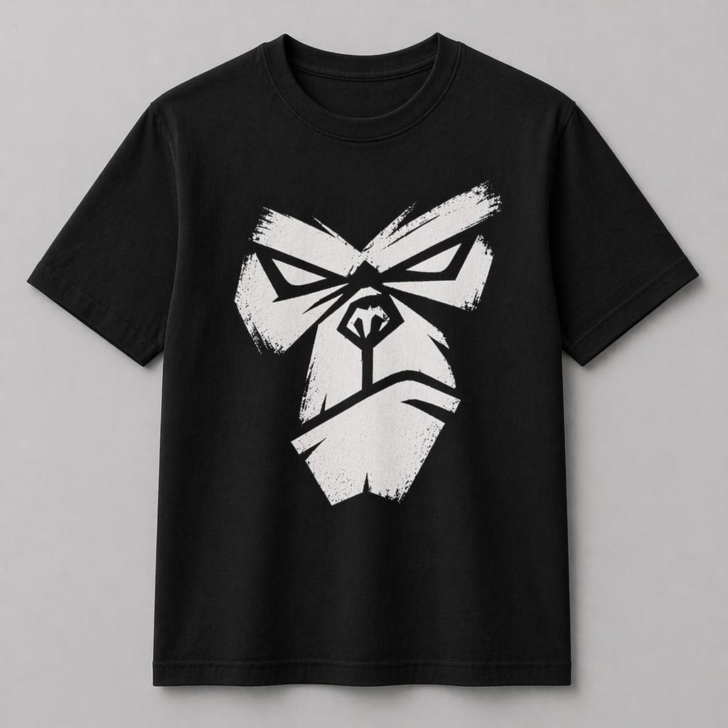 Angry Gorilla Graphic T-Shirt – Streetwear Minimal Beast Face Tee (Black Edition)