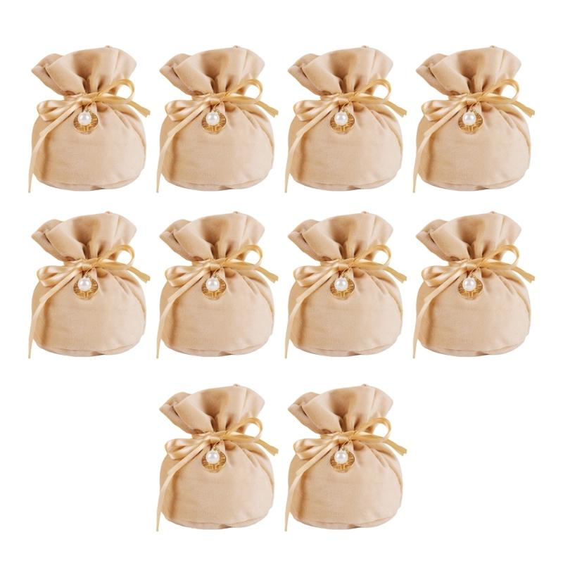 10Pcs Velvety Cloth Drawstring Bag Wedding Gift Wrapping Pouches Birthday Party Treat Bag For Candy Chocolate Jewelry