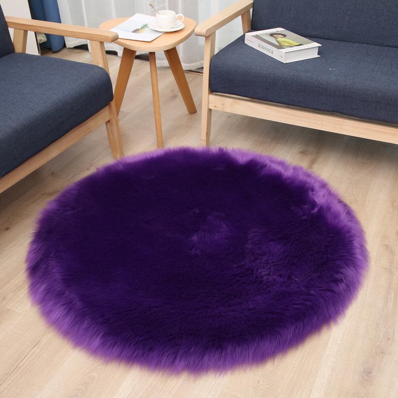 Round Long Pile Faux Wool Carpet for Living Room or Bedroom